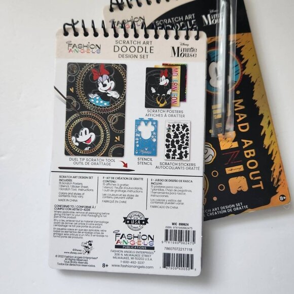 Lot of 2 Disney Minnie Mouse Scratch Art Doodle Design w Stencil Stickers & Scra - Picture 2 of 8